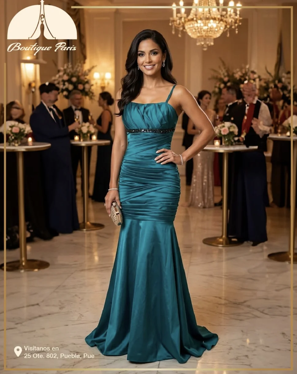 Vestido de fiesta azul turquesa en Puebla