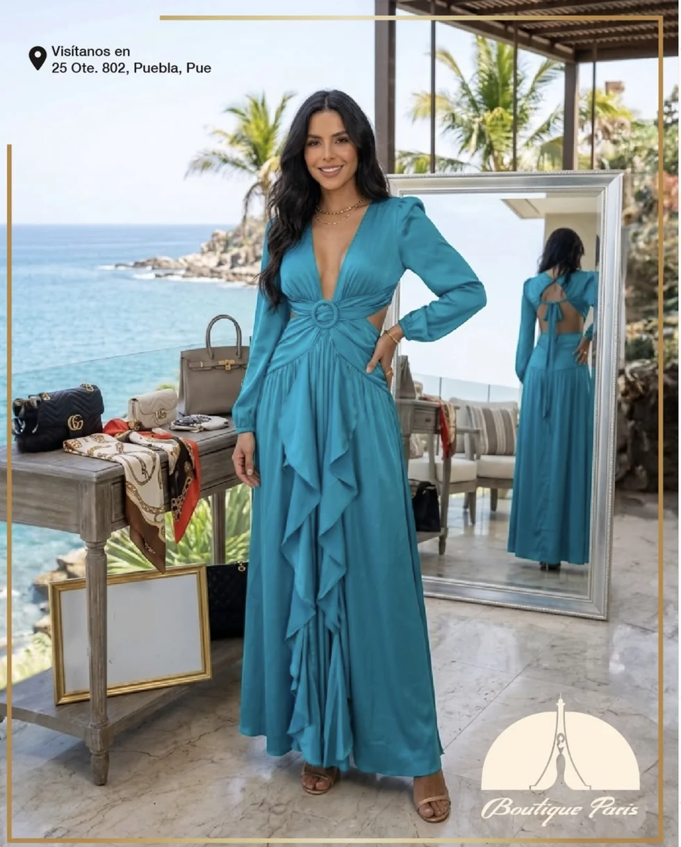 Vestido azul para fiesta en Puebla