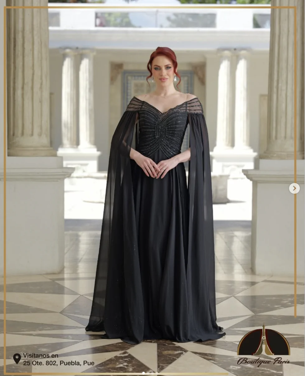 Vestido elegante negro para fiesta en Puebla
