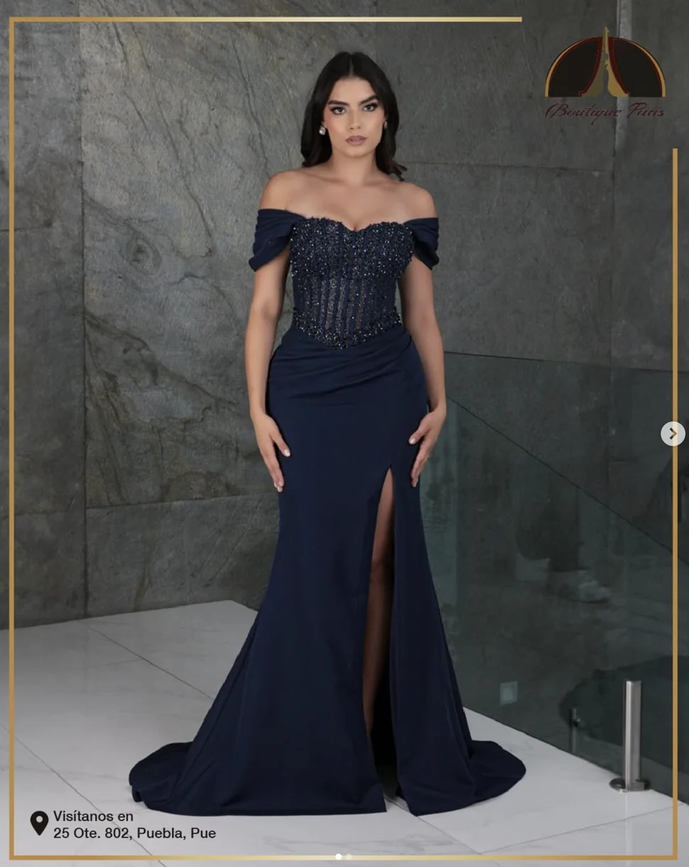 Vestido azul marino para fiesta en Puebla